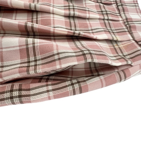Lovely Day Pink Green Plaid Pleated Mini Skort Skirt Size Medium Women’s - Picture 5 of 7